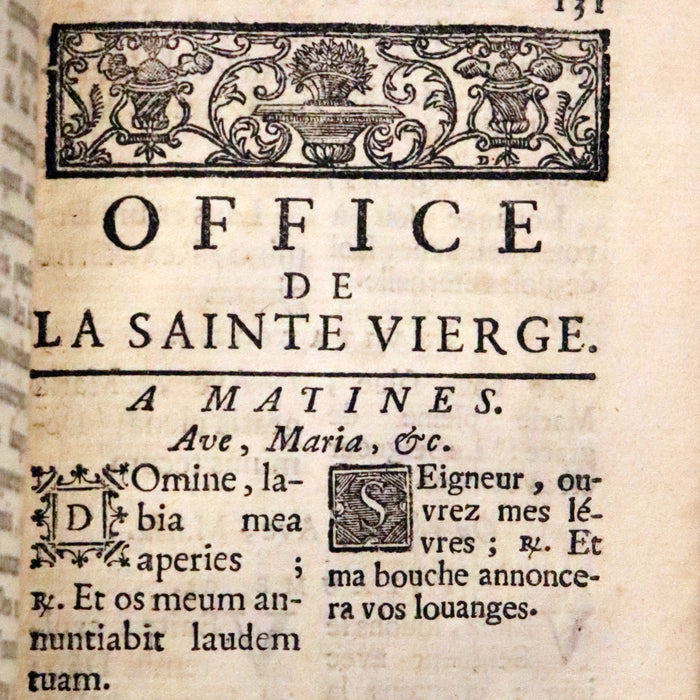 1753 Scarce French Latin Book in an Exquisite Binding - New Hours Dedicated to Madame the Princesse.