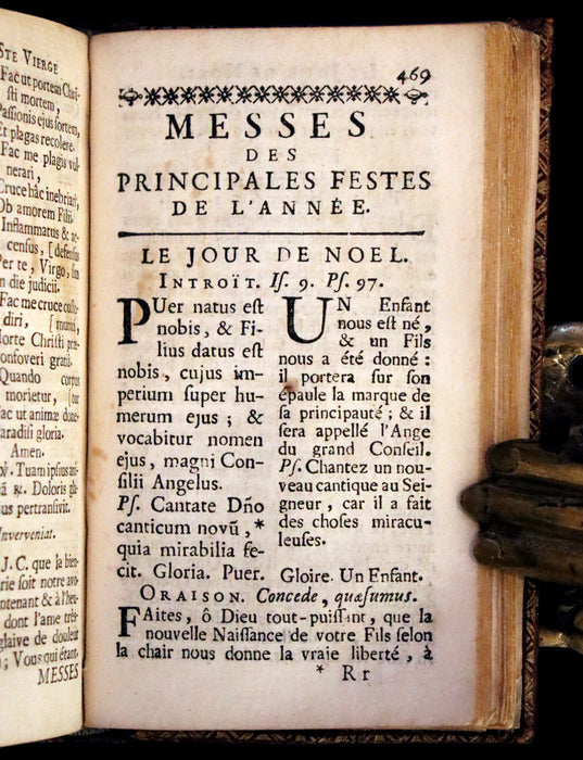 1753 Scarce French Latin Book in an Exquisite Binding - New Hours Dedicated to Madame the Princesse.