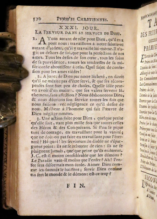 1753 Scarce French Latin Book in an Exquisite Binding - New Hours Dedicated to Madame the Princesse.