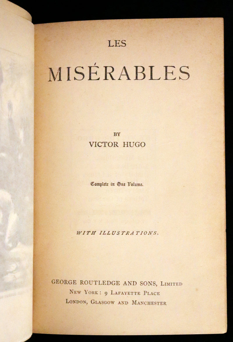 1890 Rare Victorian Book - Les Miserables by Victor Hugo. Illustrated.