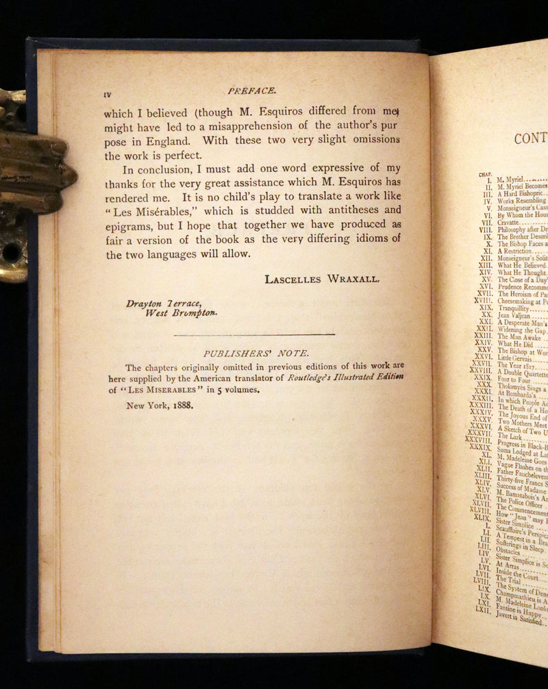 1890 Rare Victorian Book - Les Miserables by Victor Hugo. Illustrated.