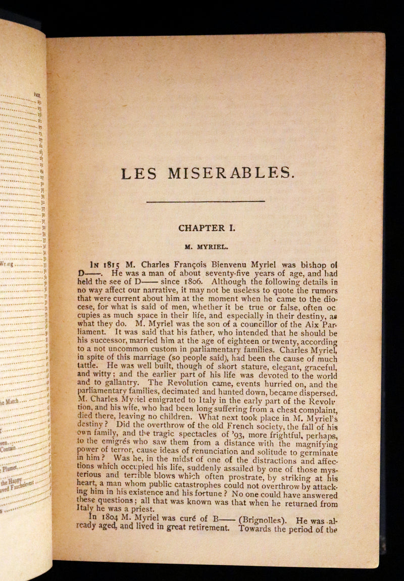 1890 Rare Victorian Book - Les Miserables by Victor Hugo. Illustrated.