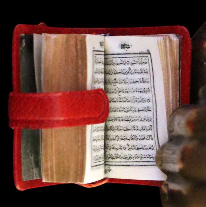 1920 Scarce Miniature Arabic Book - The Koran (Quran) published by Hans Steinbrener with magnifying lens.