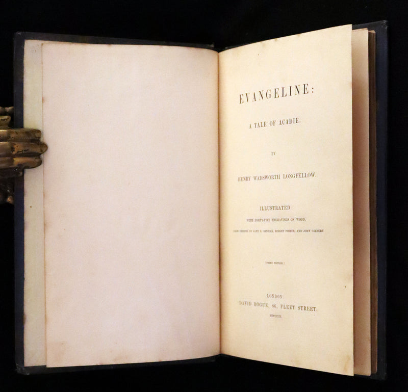 1852 Rare Victorian Book - Evangeline, A Tale of Acadie by Henry Wadsworth Longfellow. Illustrated.