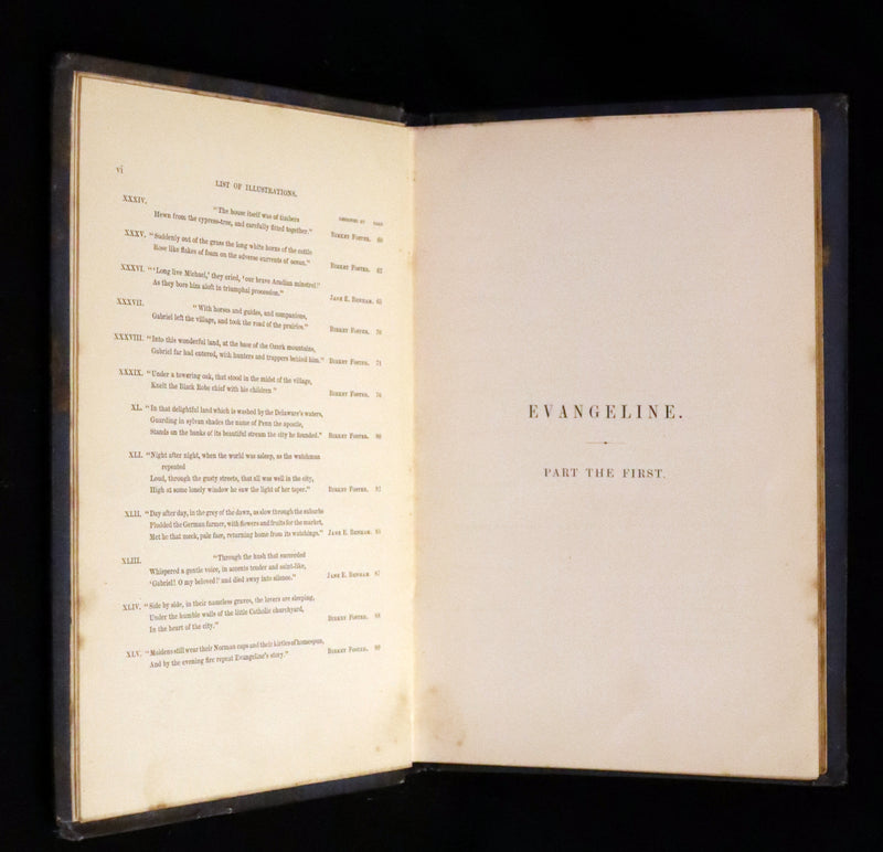 1852 Rare Victorian Book - Evangeline, A Tale of Acadie by Henry Wadsworth Longfellow. Illustrated.