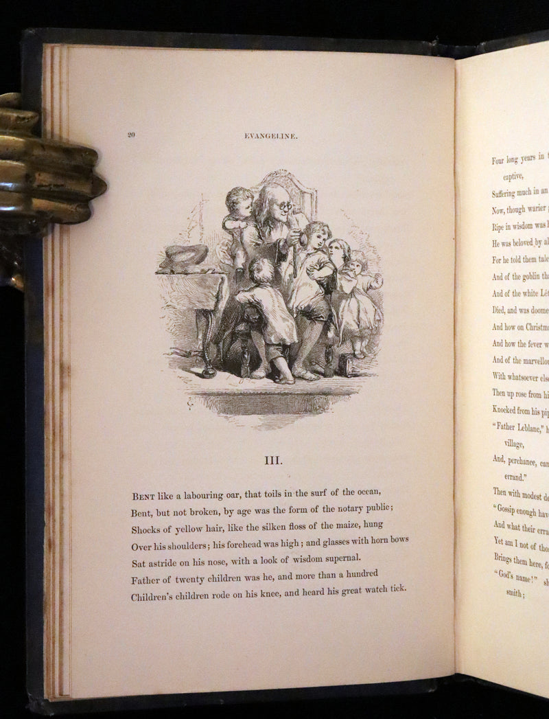 1852 Rare Victorian Book - Evangeline, A Tale of Acadie by Henry Wadsworth Longfellow. Illustrated.