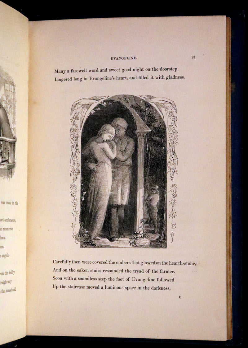 1852 Rare Victorian Book - Evangeline, A Tale of Acadie by Henry Wadsworth Longfellow. Illustrated.
