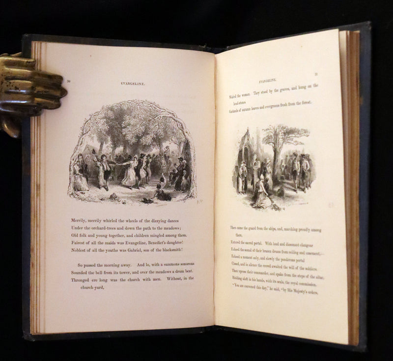 1852 Rare Victorian Book - Evangeline, A Tale of Acadie by Henry Wadsworth Longfellow. Illustrated.