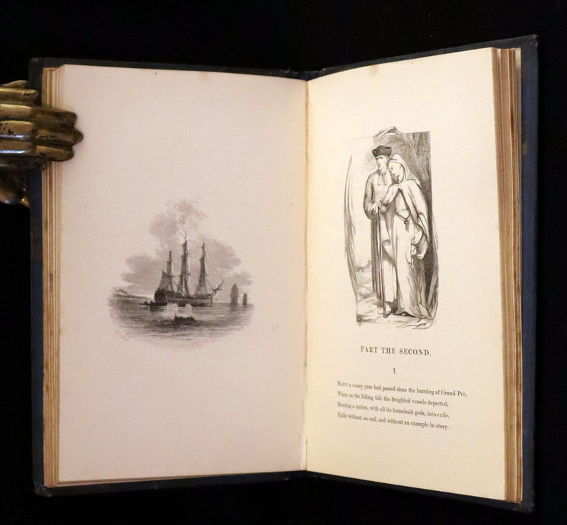 1852 Rare Victorian Book - Evangeline, A Tale of Acadie by Henry Wadsworth Longfellow. Illustrated.