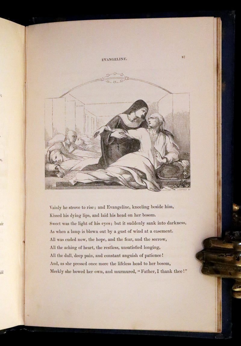 1852 Rare Victorian Book - Evangeline, A Tale of Acadie by Henry Wadsworth Longfellow. Illustrated.
