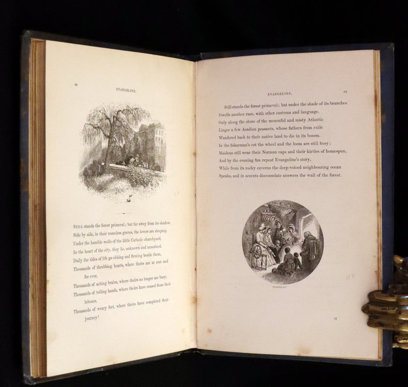 1852 Rare Victorian Book - Evangeline, A Tale of Acadie by Henry Wadsworth Longfellow. Illustrated.