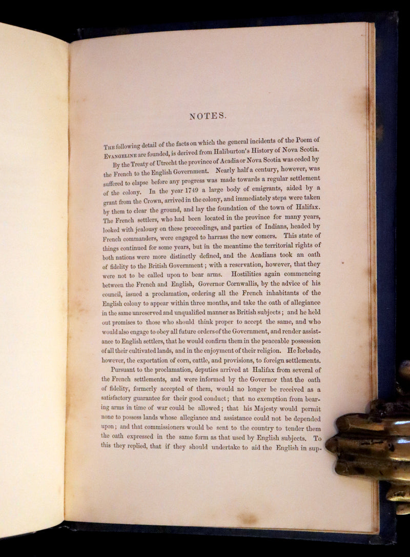 1852 Rare Victorian Book - Evangeline, A Tale of Acadie by Henry Wadsworth Longfellow. Illustrated.