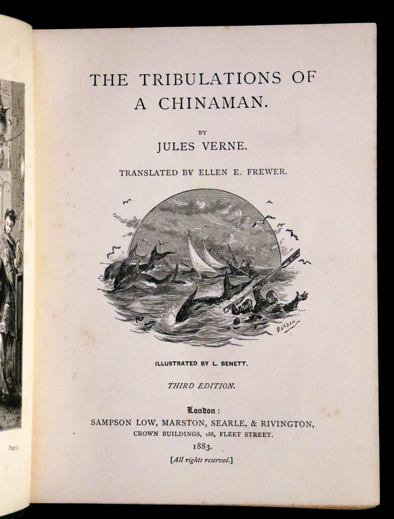 1883 Rare Third Edition - Jules Verne, The Tribulations of a Chinaman. Illustrated.