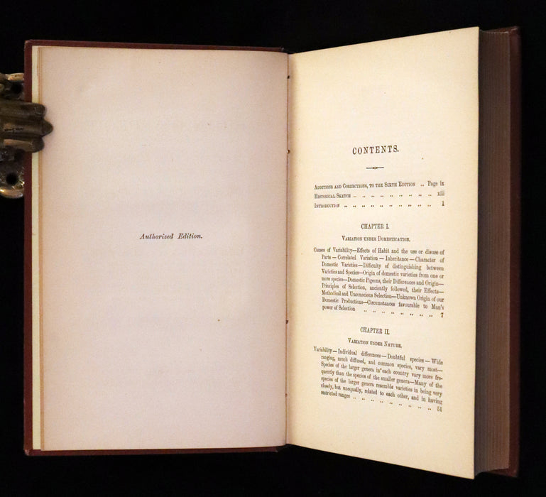 1889 Rare Book set - The Origin of Species, Natural Selection in the Struggle for Life by Charles Darwin.