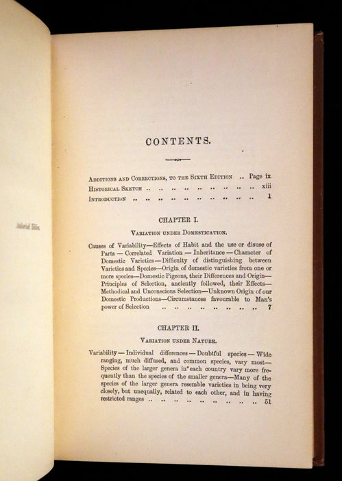 1889 Rare Book set - The Origin of Species, Natural Selection in the Struggle for Life by Charles Darwin.