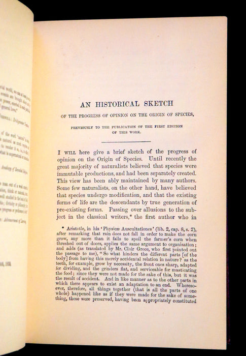 1889 Rare Book set - The Origin of Species, Natural Selection in the Struggle for Life by Charles Darwin.