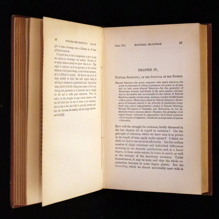 1889 Rare Book set - The Origin of Species, Natural Selection in the Struggle for Life by Charles Darwin.