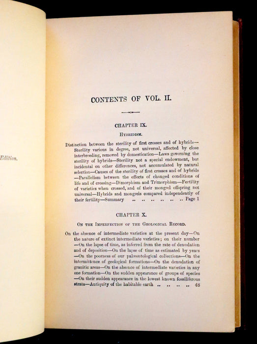 1889 Rare Book set - The Origin of Species, Natural Selection in the Struggle for Life by Charles Darwin.