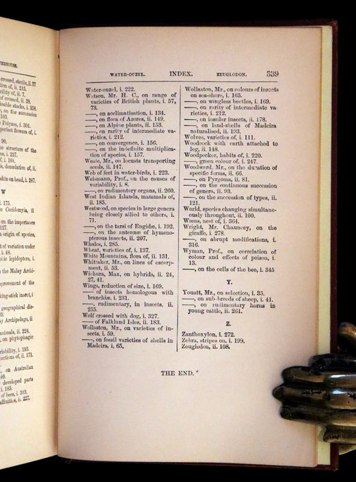 1889 Rare Book set - The Origin of Species, Natural Selection in the Struggle for Life by Charles Darwin.