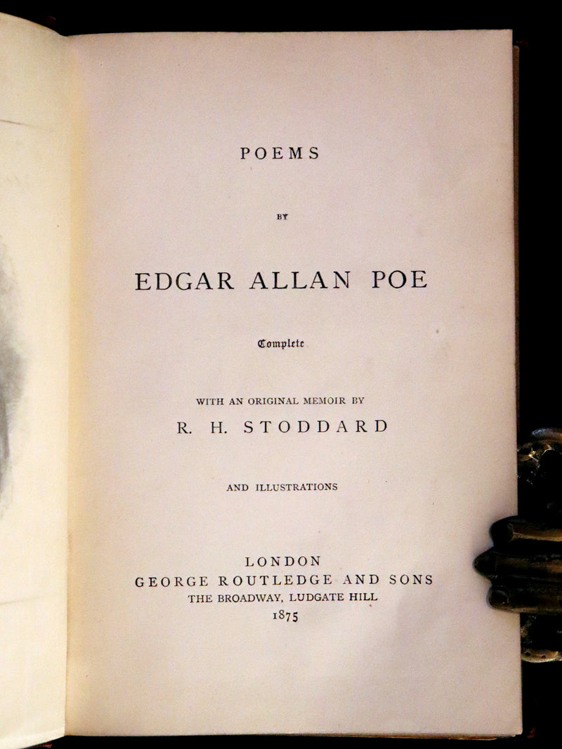 1875 Rare Victorian Edition - Complete Poems by Edgar Allan POE (The Raven, Lenore, Ulalume, ...).