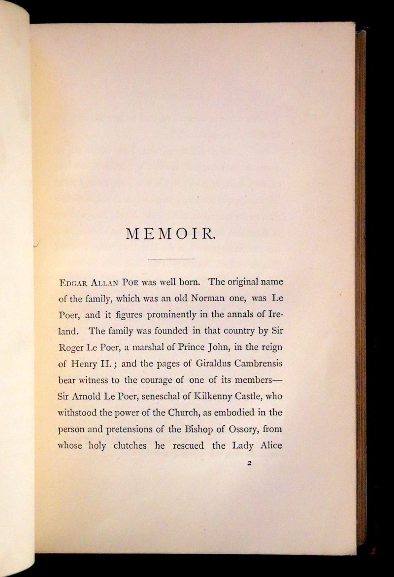 1875 Rare Victorian Edition - Complete Poems by Edgar Allan POE (The Raven, Lenore, Ulalume, ...).