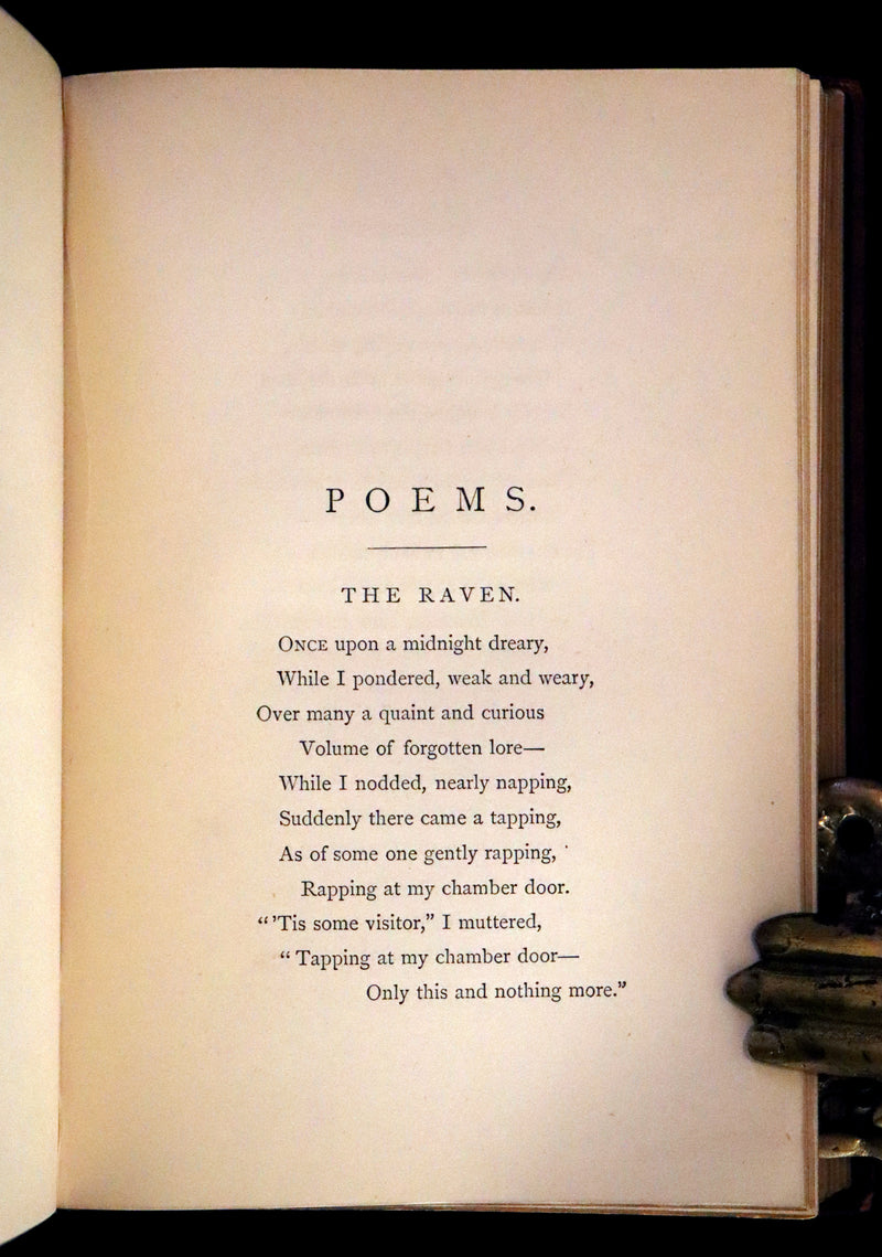 1875 Rare Victorian Edition - Complete Poems by Edgar Allan POE (The Raven, Lenore, Ulalume, ...).