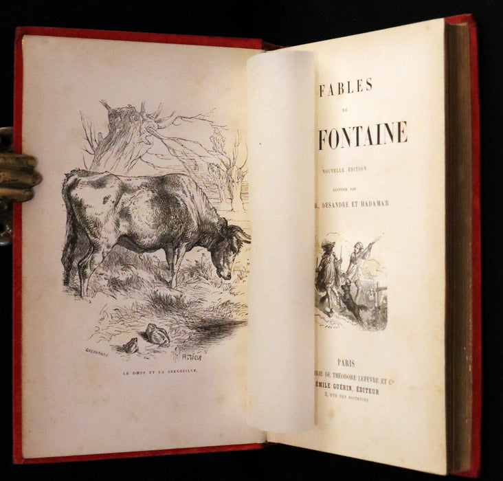 1890 Rare French Book - Fables de La Fontaine. Illustrated.