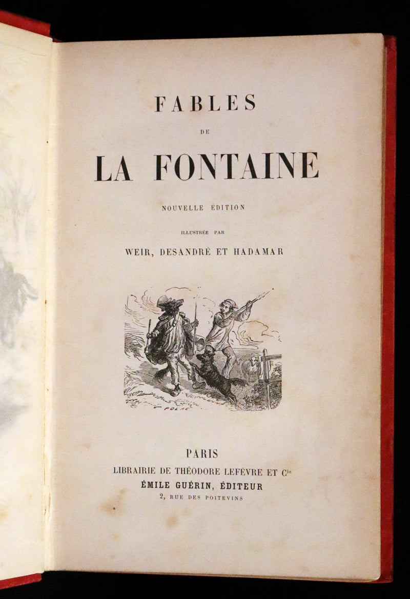 1890 Rare French Book - Fables de La Fontaine. Illustrated.