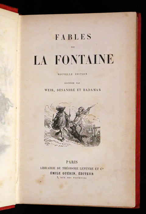 1890 Rare French Book - Fables de La Fontaine. Illustrated.