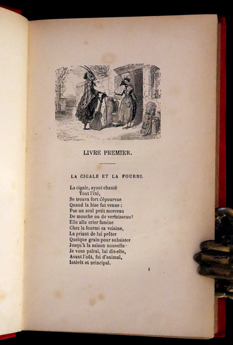 1890 Rare French Book - Fables de La Fontaine. Illustrated.