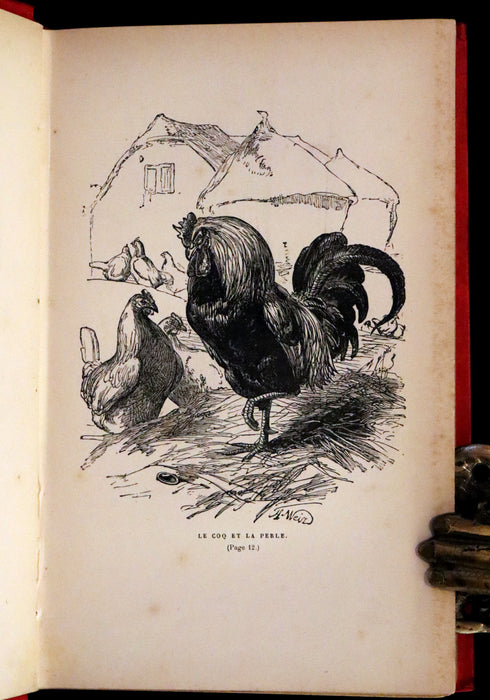 1890 Rare French Book - Fables de La Fontaine. Illustrated.