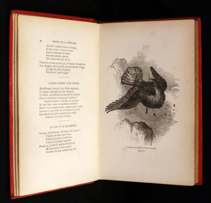 1890 Rare French Book - Fables de La Fontaine. Illustrated.