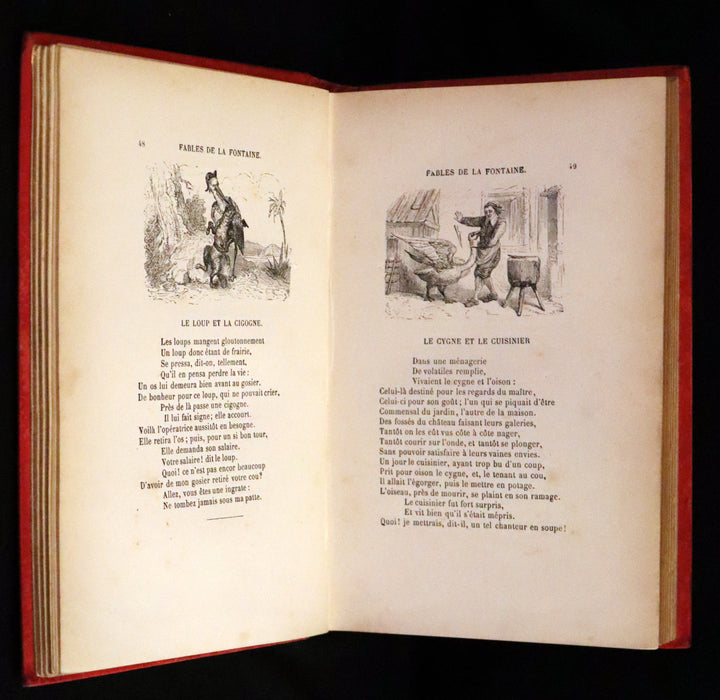 1890 Rare French Book - Fables de La Fontaine. Illustrated.