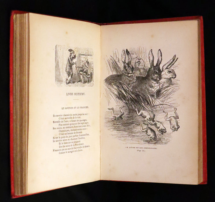 1890 Rare French Book - Fables de La Fontaine. Illustrated.