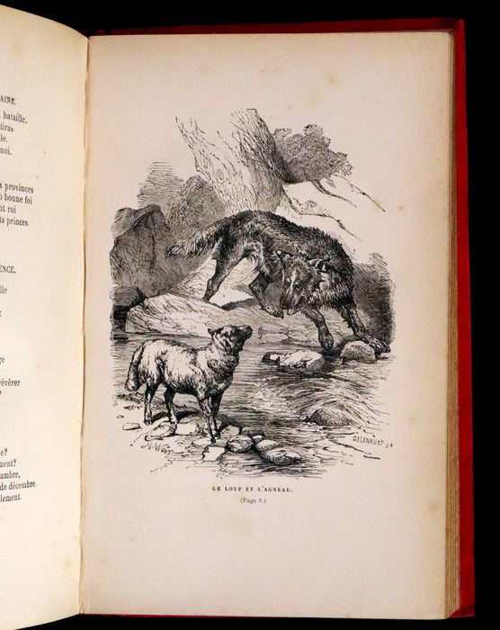 1890 Rare French Book - Fables de La Fontaine. Illustrated.