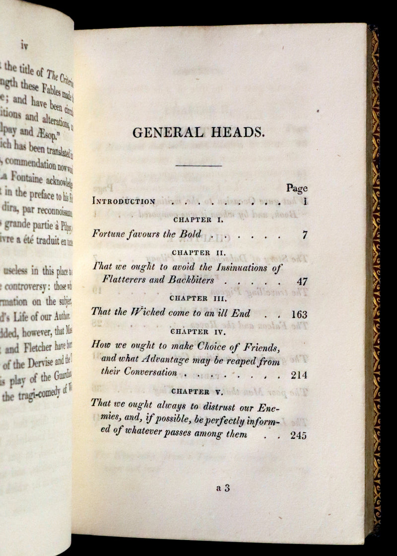 1818 Rare book in a beautiful binding - The Fables of Pilpay from ancient Indian and Persian wisdom. Illustrated.
