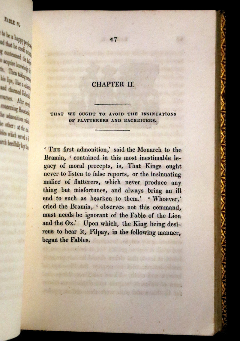 1818 Rare book in a beautiful binding - The Fables of Pilpay from ancient Indian and Persian wisdom. Illustrated.