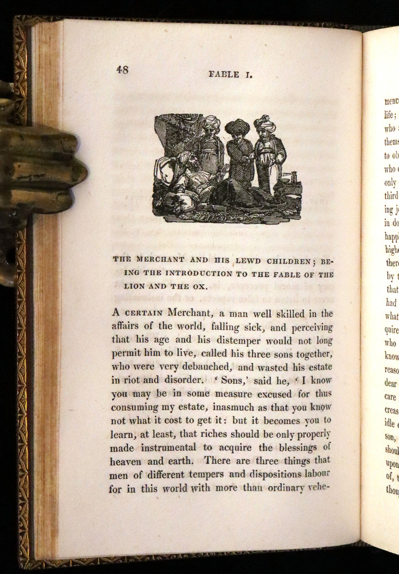 1818 Rare book in a beautiful binding - The Fables of Pilpay from ancient Indian and Persian wisdom. Illustrated.