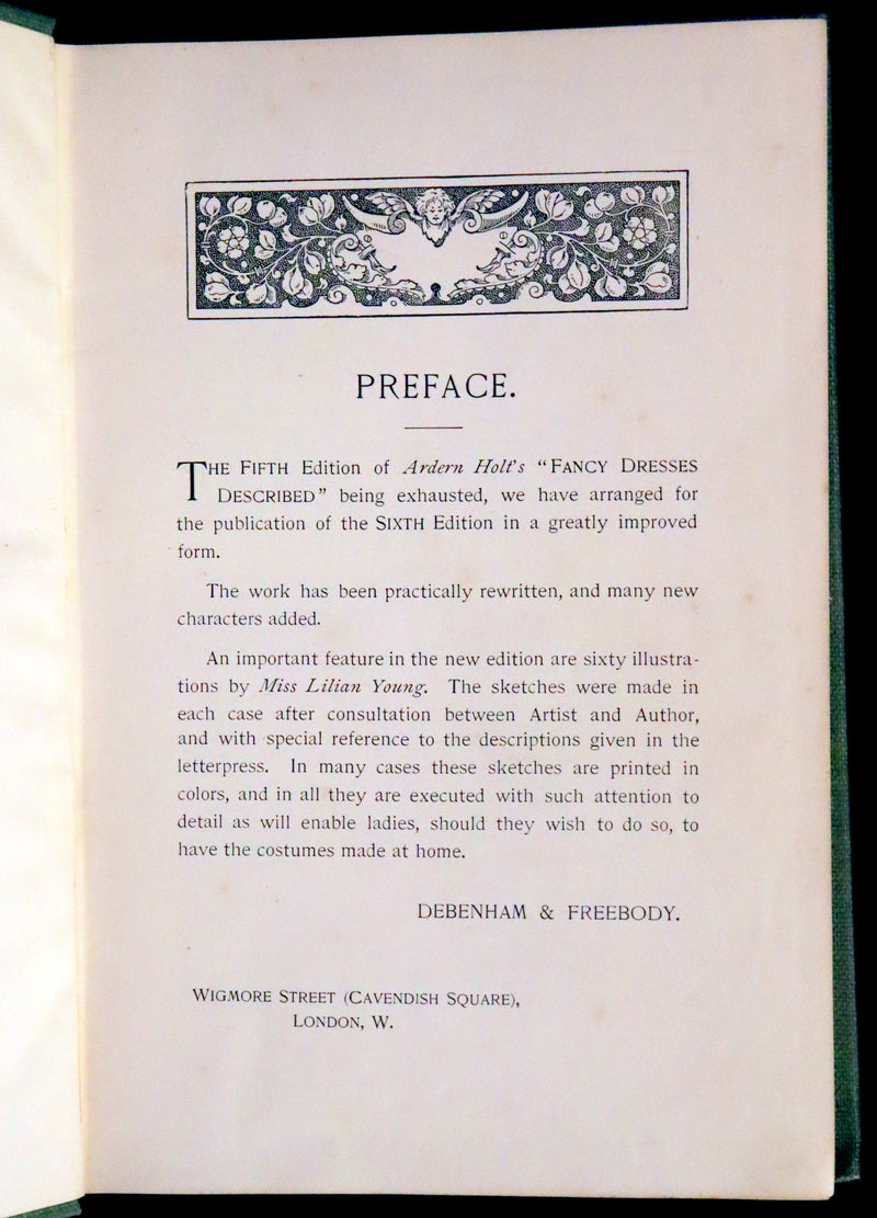 1896 Rare 19th-Century Fashion Book - Fancy Dresses Described or What to Wear at Fancy Balls color illustrated.