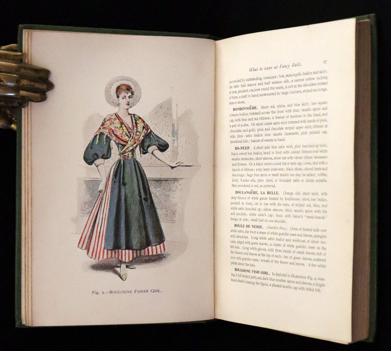 1896 Rare 19th-Century Fashion Book - Fancy Dresses Described or What to Wear at Fancy Balls color illustrated.