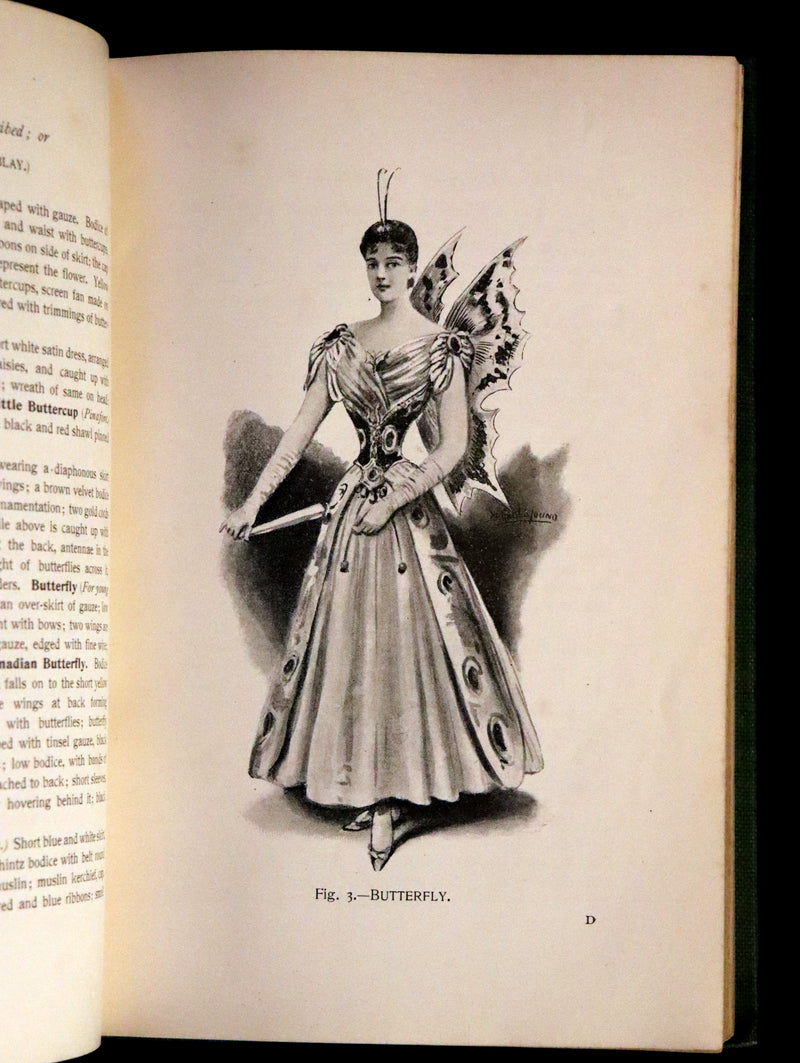 1896 Rare 19th-Century Fashion Book - Fancy Dresses Described or What to Wear at Fancy Balls color illustrated.