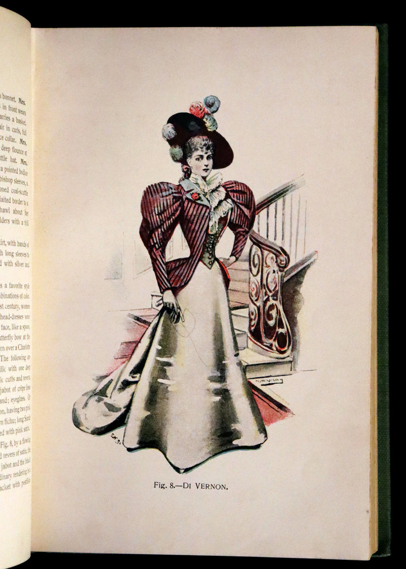 1896 Rare 19th-Century Fashion Book - Fancy Dresses Described or What to Wear at Fancy Balls color illustrated.
