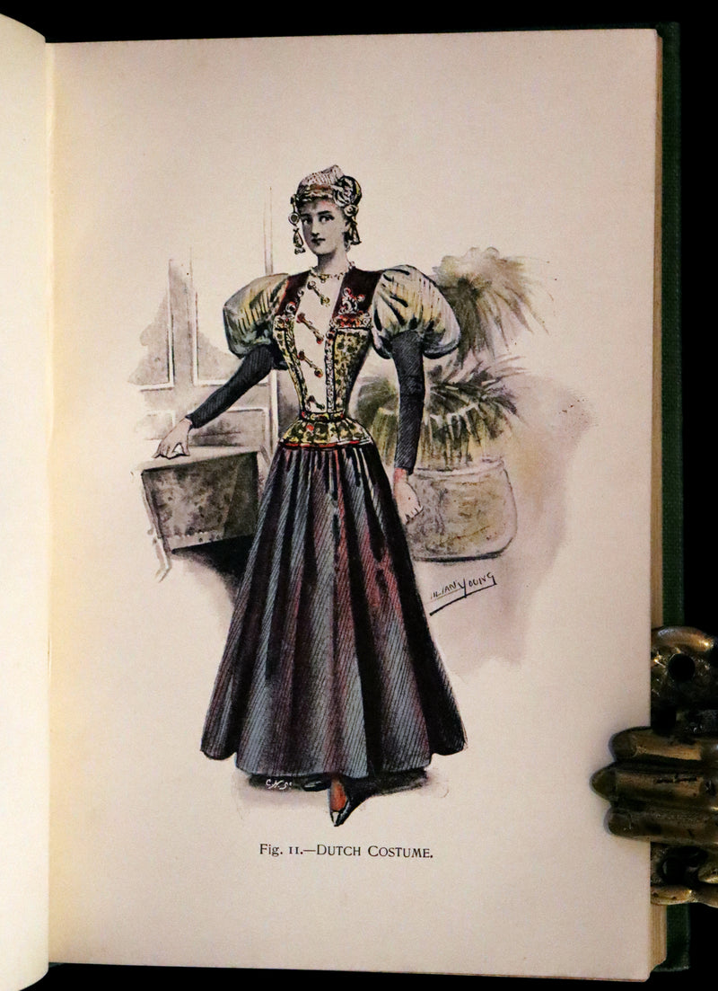 1896 Rare 19th-Century Fashion Book - Fancy Dresses Described or What to Wear at Fancy Balls color illustrated.