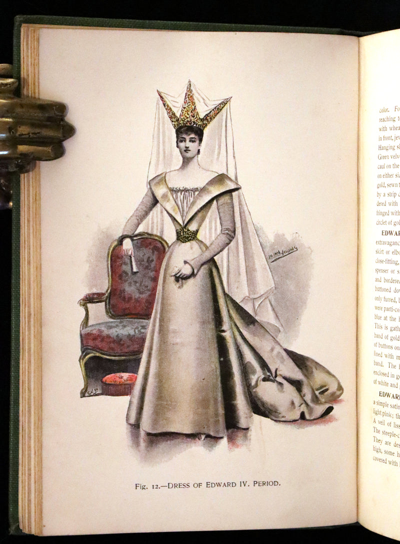 1896 Rare 19th-Century Fashion Book - Fancy Dresses Described or What to Wear at Fancy Balls color illustrated.