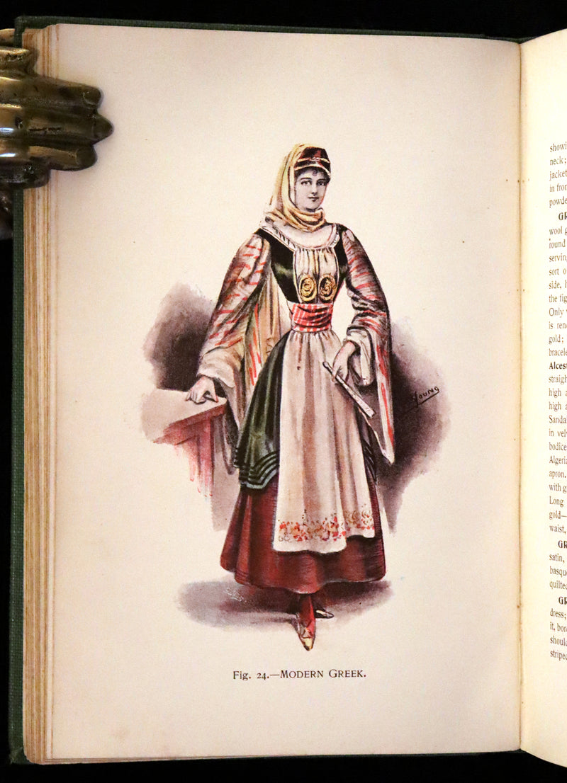 1896 Rare 19th-Century Fashion Book - Fancy Dresses Described or What to Wear at Fancy Balls color illustrated.