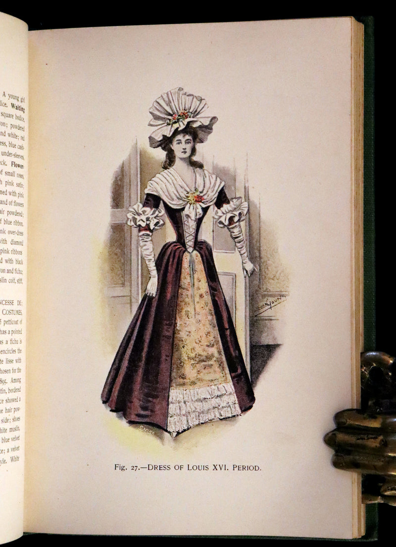 1896 Rare 19th-Century Fashion Book - Fancy Dresses Described or What to Wear at Fancy Balls color illustrated.