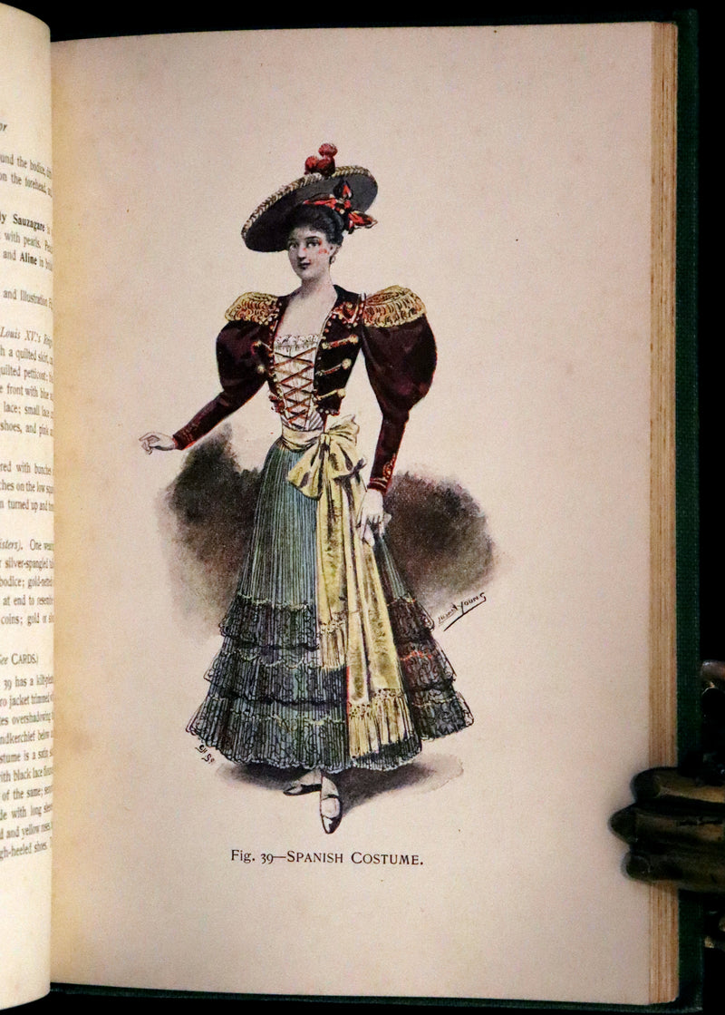 1896 Rare 19th-Century Fashion Book - Fancy Dresses Described or What to Wear at Fancy Balls color illustrated.