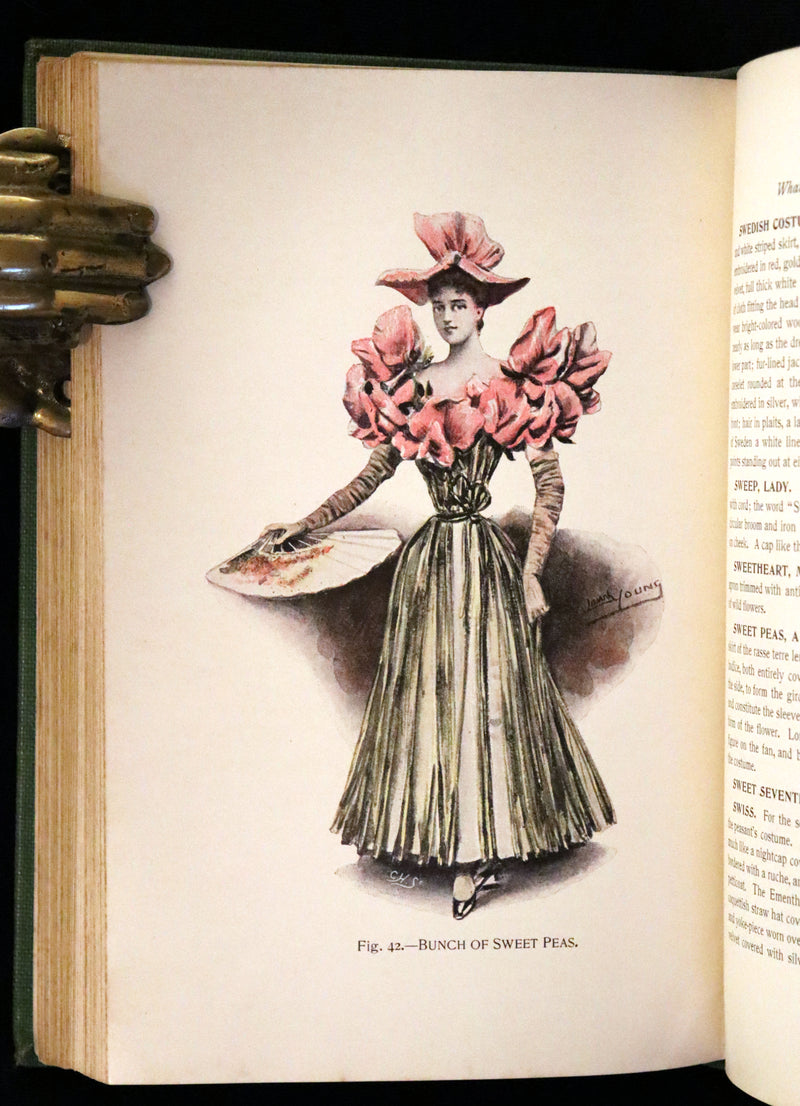 1896 Rare 19th-Century Fashion Book - Fancy Dresses Described or What to Wear at Fancy Balls color illustrated.