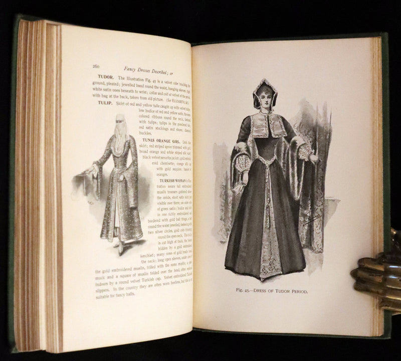 1896 Rare 19th-Century Fashion Book - Fancy Dresses Described or What to Wear at Fancy Balls color illustrated.