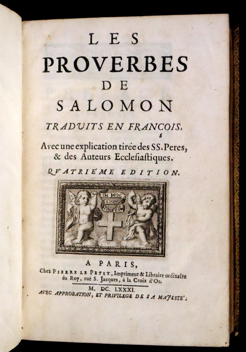 1681 Rare Latin French Book Bible - The Book of Proverbs - Les Proverbes de Salomon.